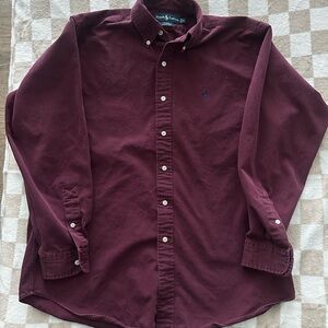 Ralph Lauren Men's Maroon Button-Down Shirt